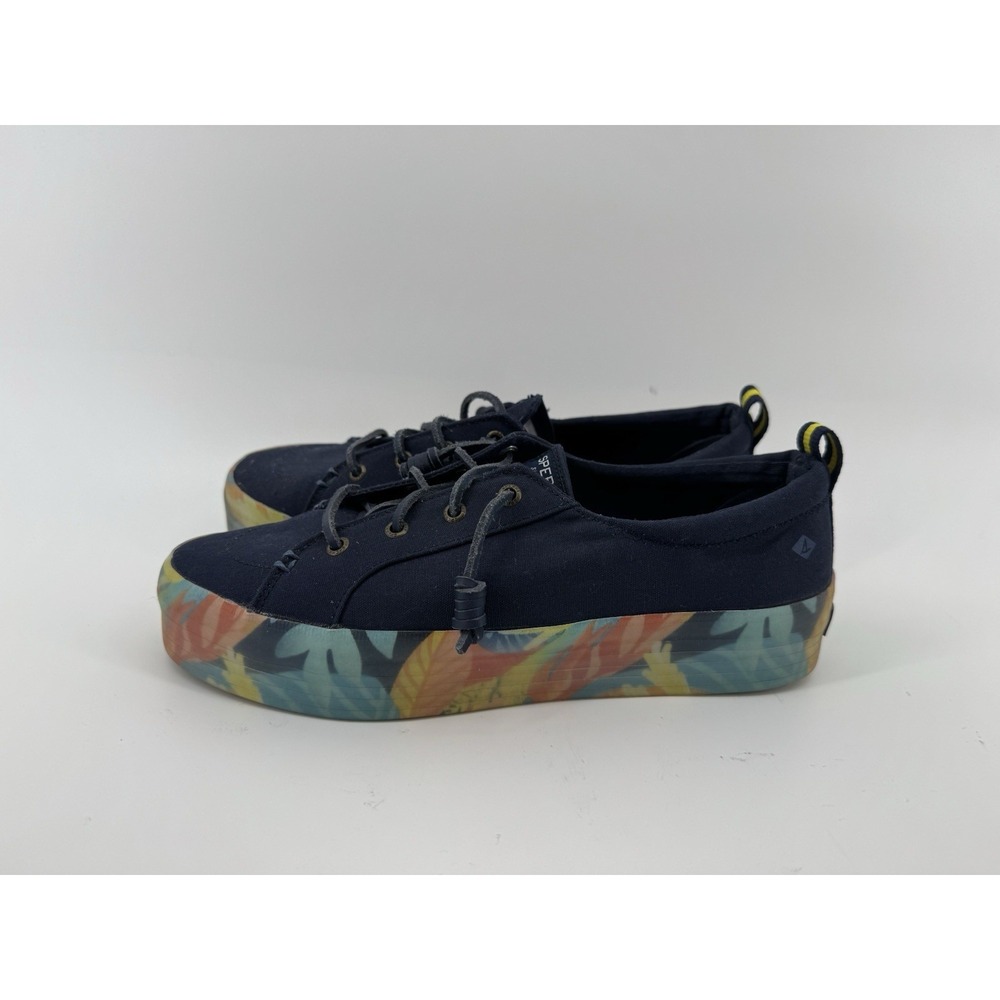 Sperry Crest Vibe Floral Womens Size 9.5 Blue Walking Platform Shoes Sneakers